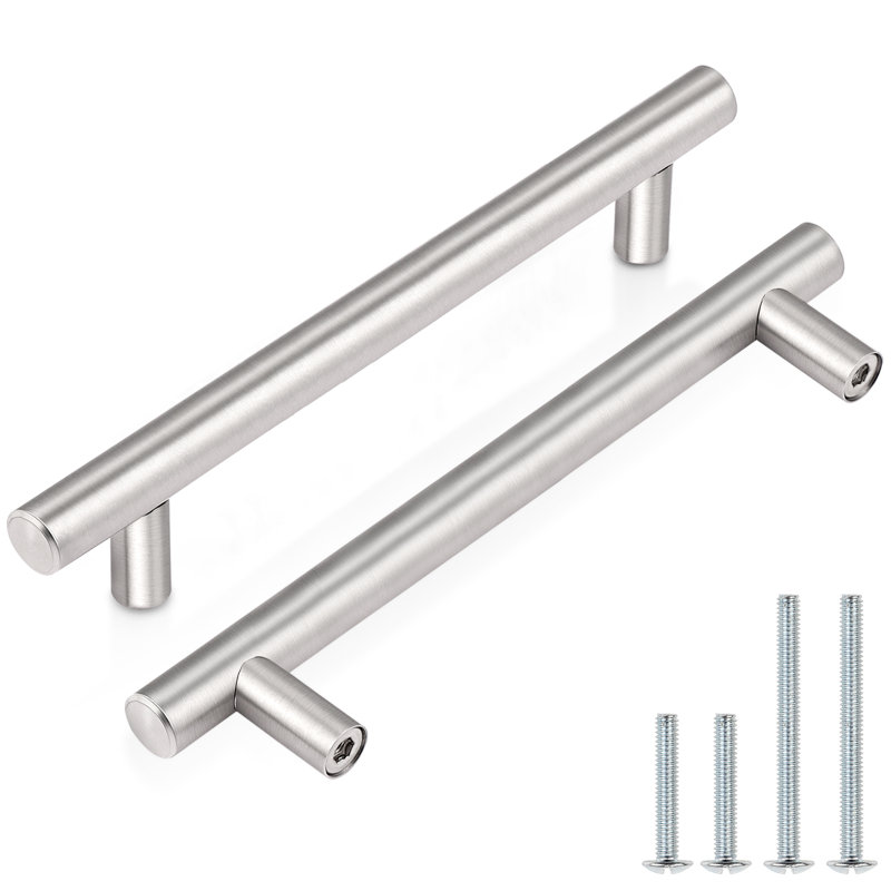 Poignées d'armoire en acier inoxydable nickel brossé de centre à centre de 5-1 / 16 po (128 mm) Probrico, 5 3/50", Argent
