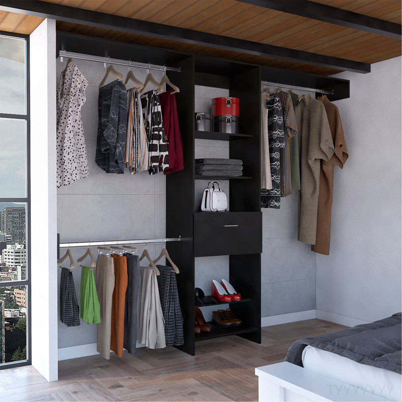 250 Closet System British, Bedroom, Black, Black