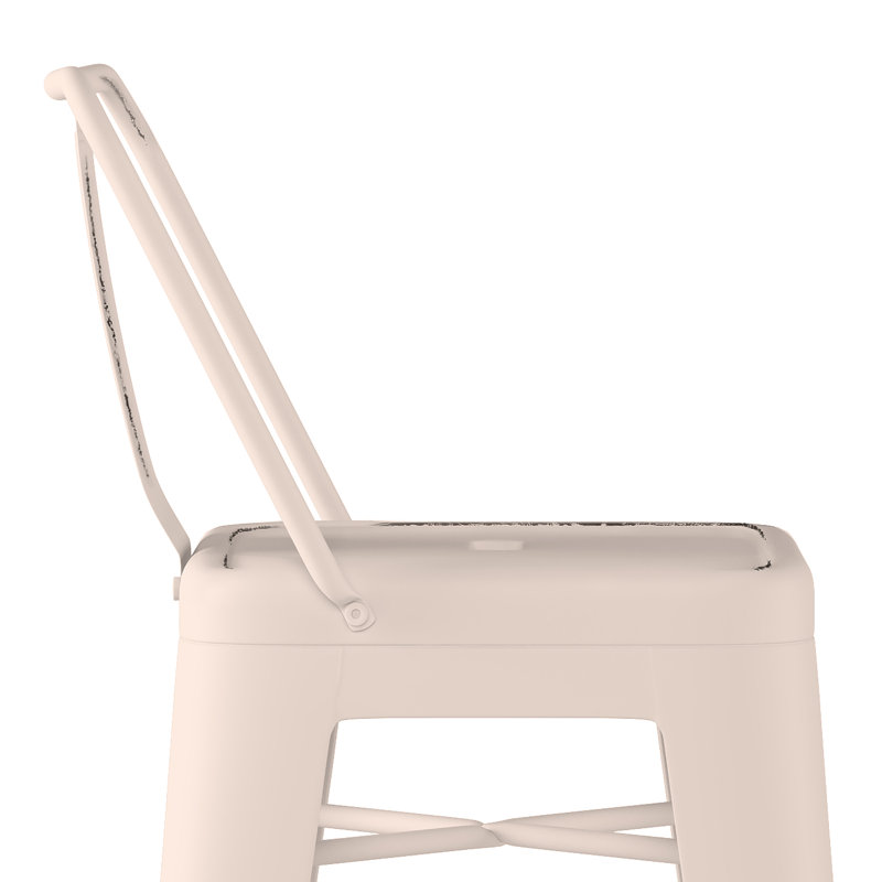 Tabouret 30 "en métal, 2, Blanc patiné