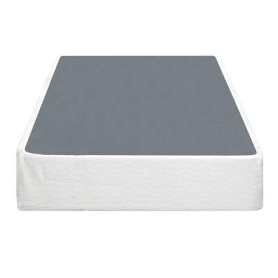 Mattress Foundation 1Pc Metal Frame With Textured Fabric Cover
