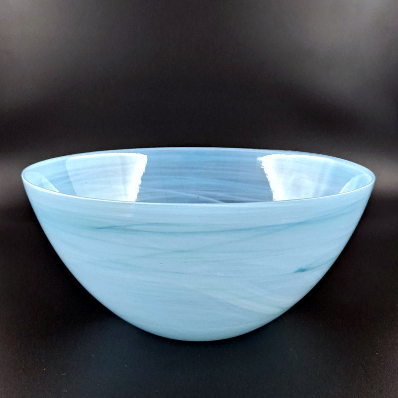 Orren Ellis Glass Serving Bowl, Turquoise, 4.5" H x 10" W x 10" D