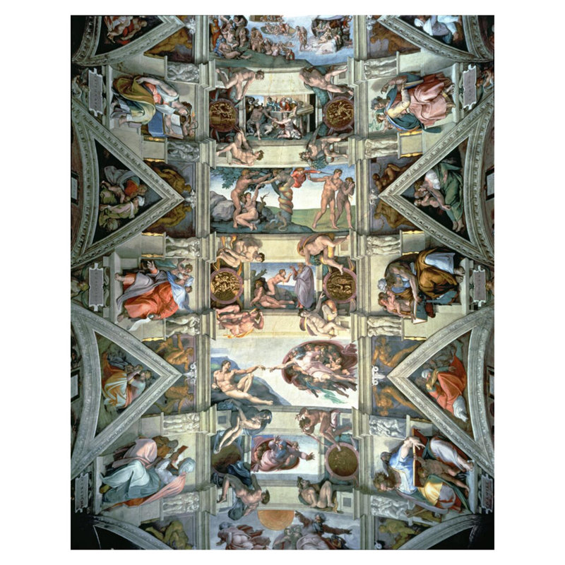 Plafond de la chapelle Sixtine et lunettes par Michelangelo Buonarroti - Estampe numérique, H 40 po x l 32 po