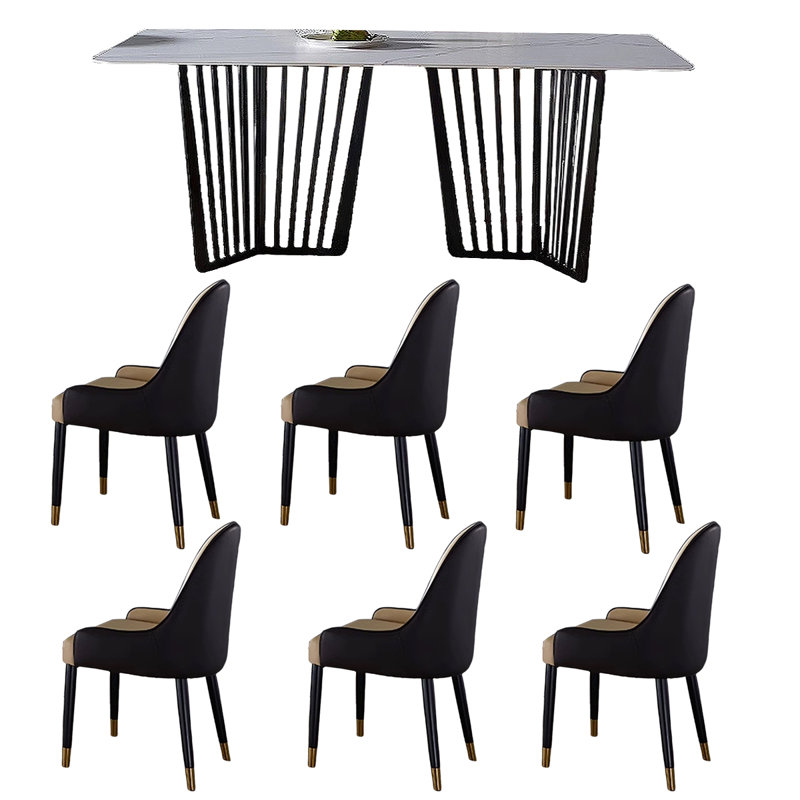 Table de salle à manger rectangulaire en pierre frittée, H 29,53 po x L 63 po x l 31,5 po, 7