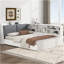 Lit plateforme en bois avec tête de lit, tablettes et 2 tiroirs, blanc-1299759289-1299759288
