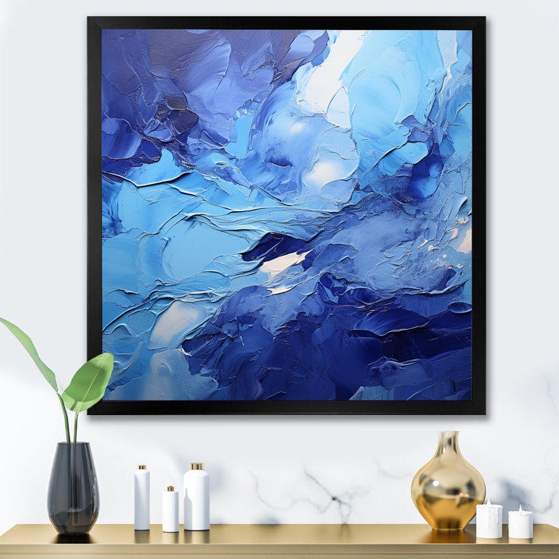 Cobalt Dreams - Abstract Landscape Canvas Prints, Cadre simple noir, H 30 po x l 30 po x P 1 po