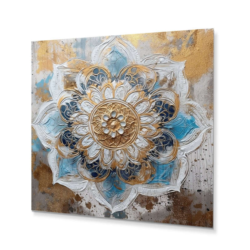 Kelala bleu et or Mandala I, H 16 po x l 16 po x P 1 po