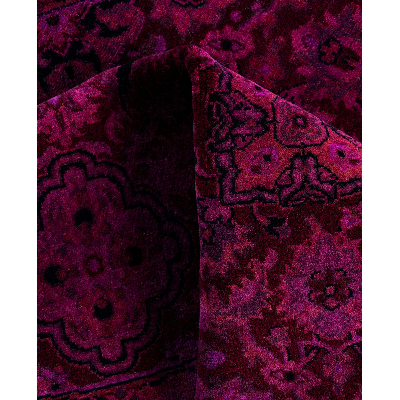 Overdyed Hand-Knotted Wool Modern-Contemporary Purple Area Rug 4' 1" x 4' 1"