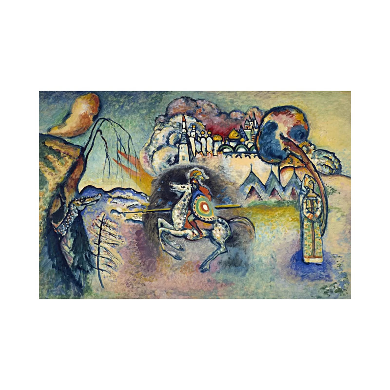 Saint George Rider And The Dragon by Wassily Kandinsky - Wrapped Canvas Painting, 20.32cm H x 30.48cm W x 1.91cm D