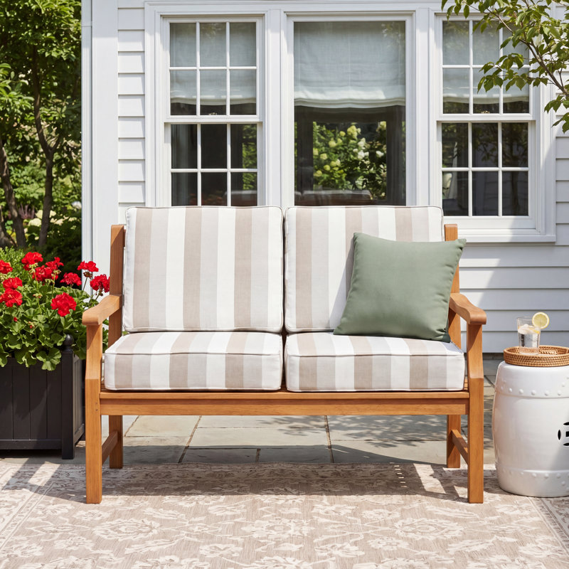 Theresa Passarelli Outdoor Sunbrella Seat/Back Cushion, Direction Linen Stripe Sunbrella®, 27" W x 29" D