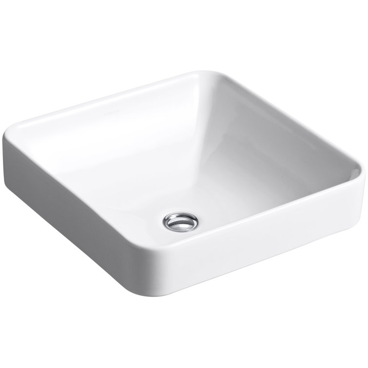 Vox Ceramic Square Vessel Bathroom Sink with Overflow