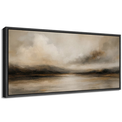 Large Framed Canvas Print Wall Art - Neutral Abstract Landscape Print for Minimalist Modern Wall Decor