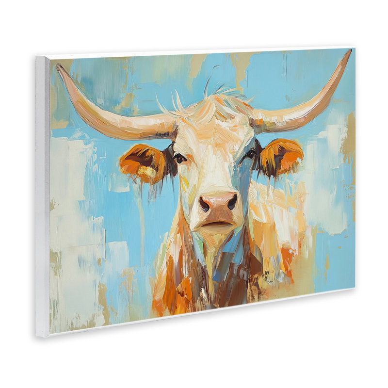 Plaque murale abstraite Texas Longhorn, design par Tina LeCour, H 10 po x l 15 po