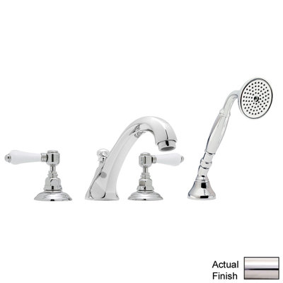 Robinet de baignoire romaine à fixation sur plateau à poignées doubles avec douche à main Country