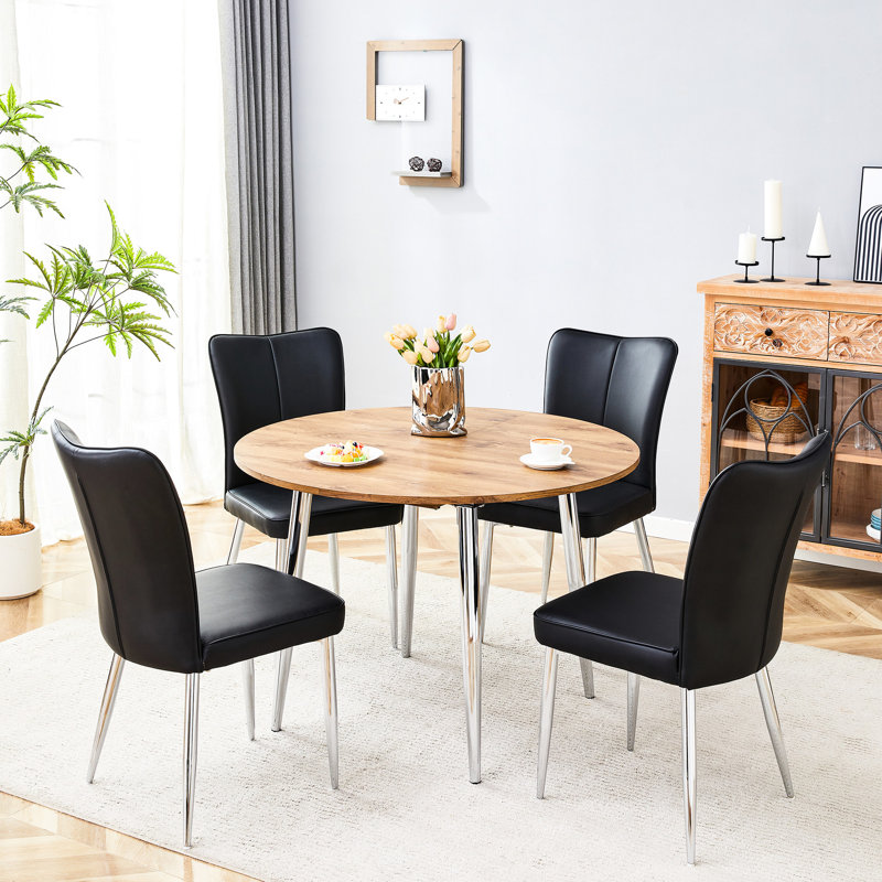Ensemble de table de salle à manger extensible MDF grain de bois de conception moderne pour les réunions de famille