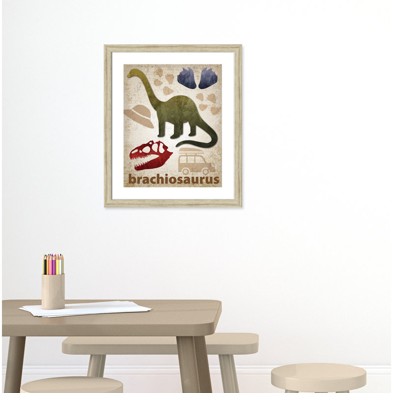 Adhésif décoratif dinosaures-03 ', H 26,5 po x l 22,5 po x P 0,625 po, Cadre plat beige
