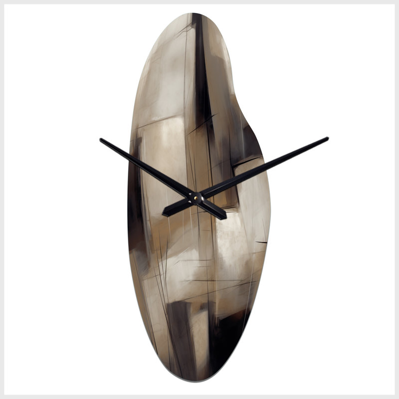 Zell - Curved Shape Large Abstract Painting 3D Wall Clock, Large