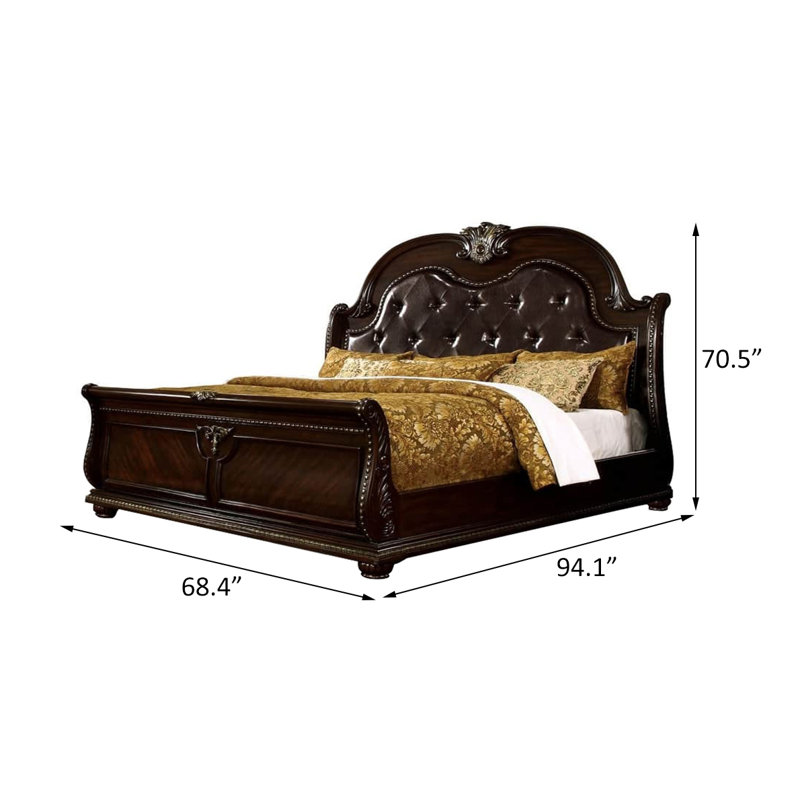 Queen Bed, Brown Cherry, Queen