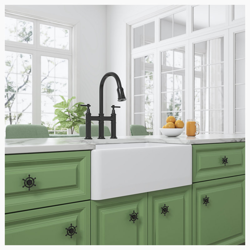 24'' L Single Bowl Ceramic Kitchen Sink, White