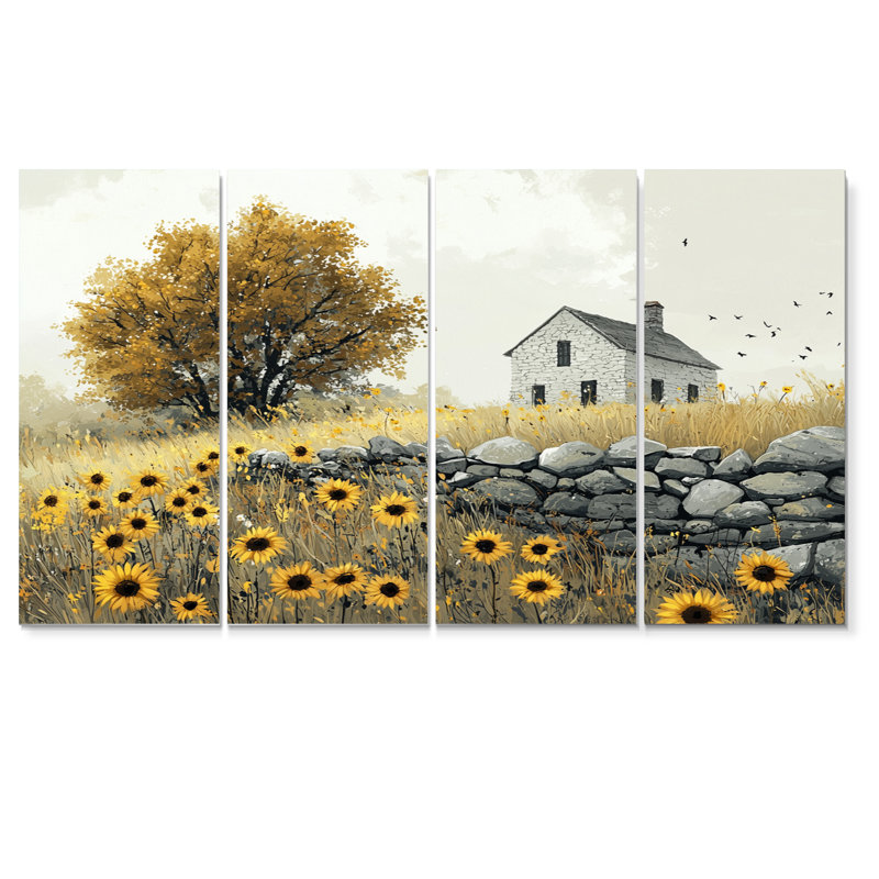 Dolme - art mural tournesols - Art mural sur toile Traditi, H 28 po x l 48 po, 4