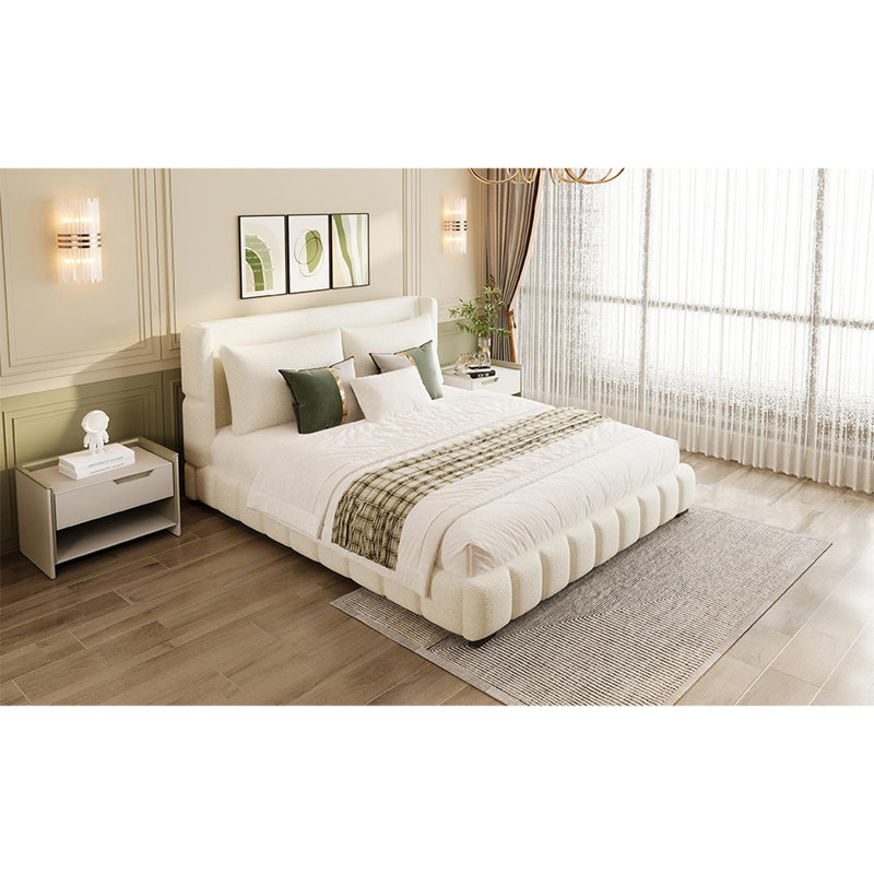 Lit plateforme tapissier, Blanc