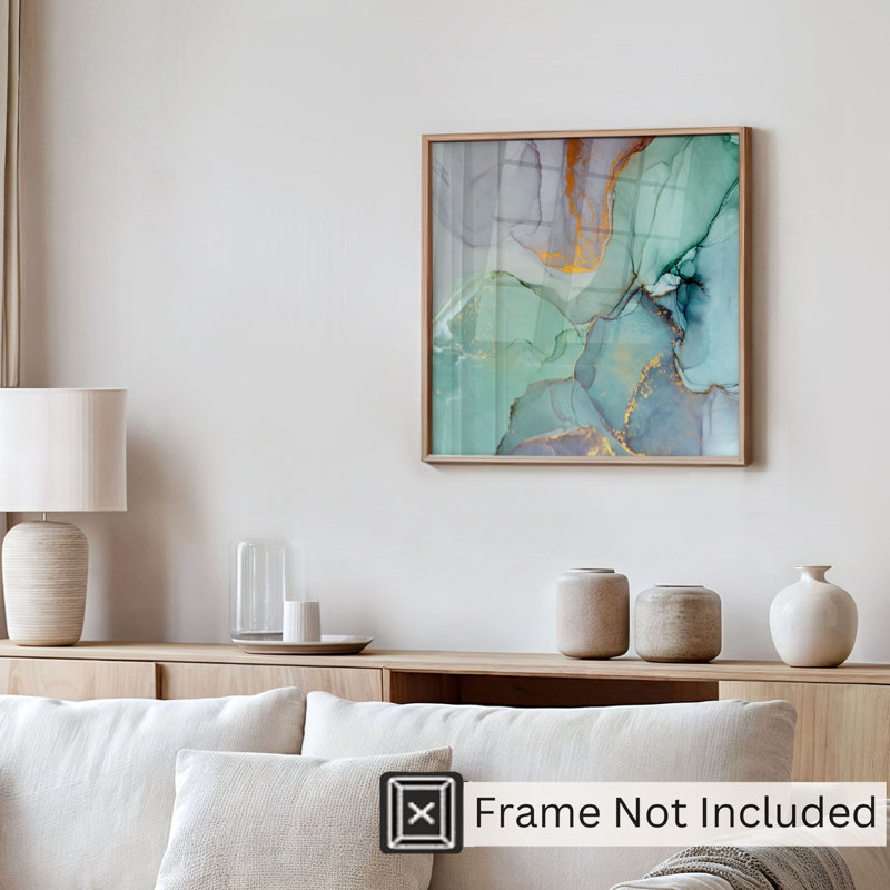 Abstract Crystal Agate Geode Modern Unframed Art Print, 14" H x 14" W