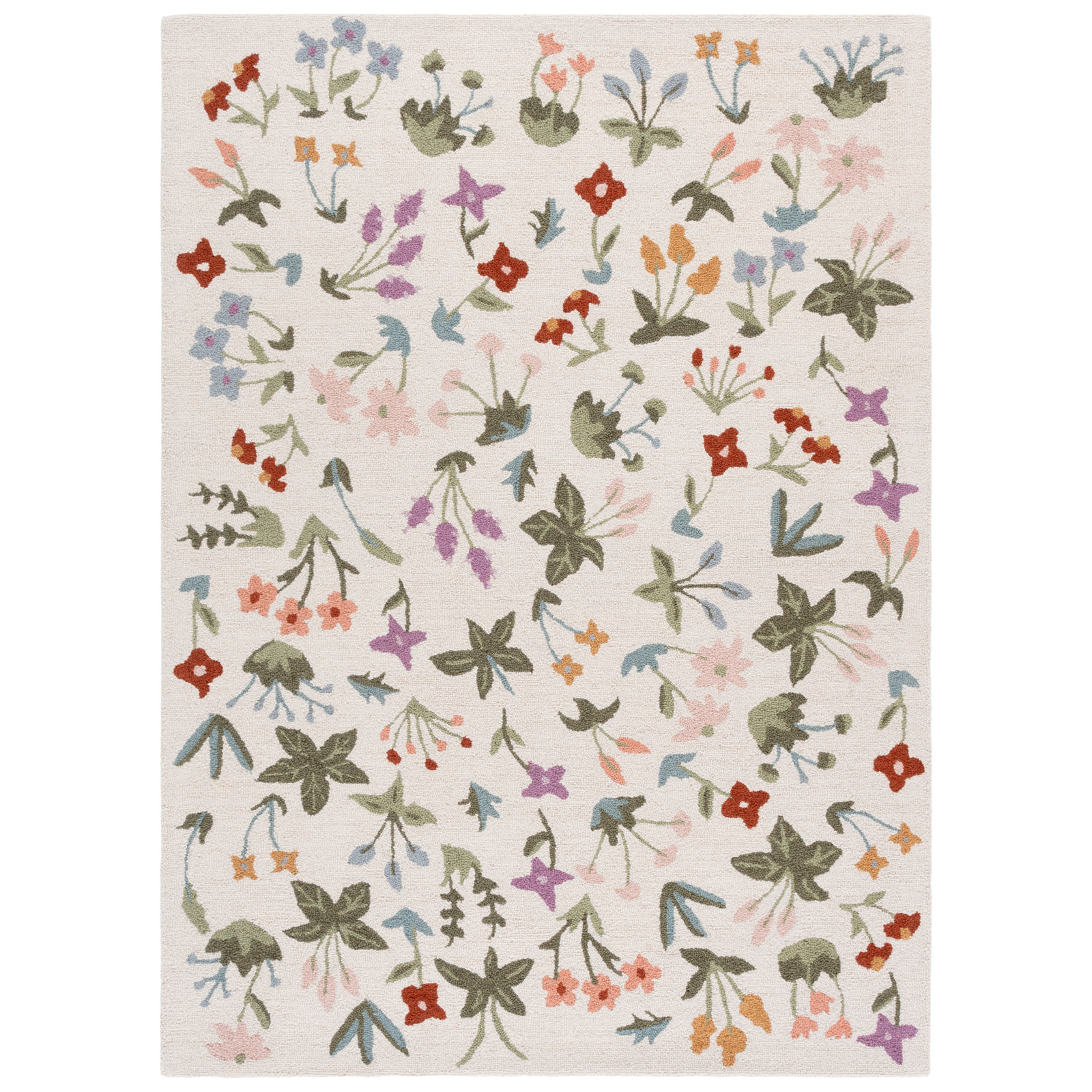 Hand-Tufted Wool Floral Outdoor Rug, Rectangle 5' x 8'