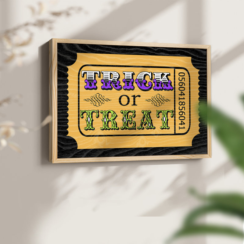 Trick or Treat Ticket -Framed Print - Restickable, 8" H x 10" W, Natural