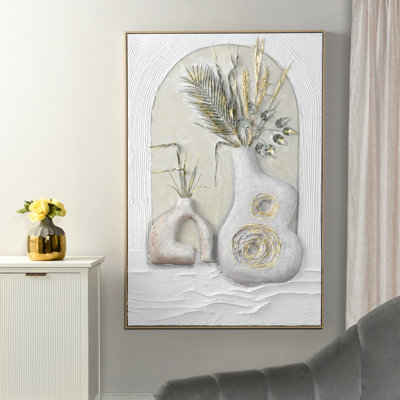 Dimensional Arrangement - Oil Painting - Wood Grain Frame