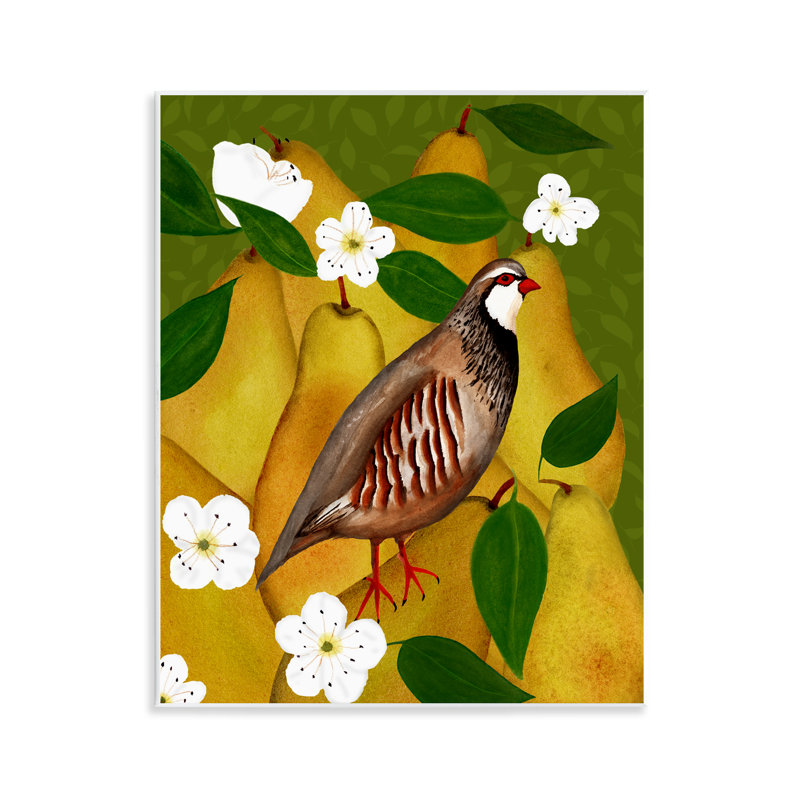  Partridge Bird & Pears Wall Plaque Art by Michelle Ingari Designs