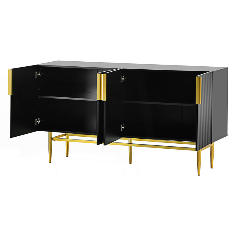 Modern Elegant 4-Door Sideboard, Buffet Cabinet, Black