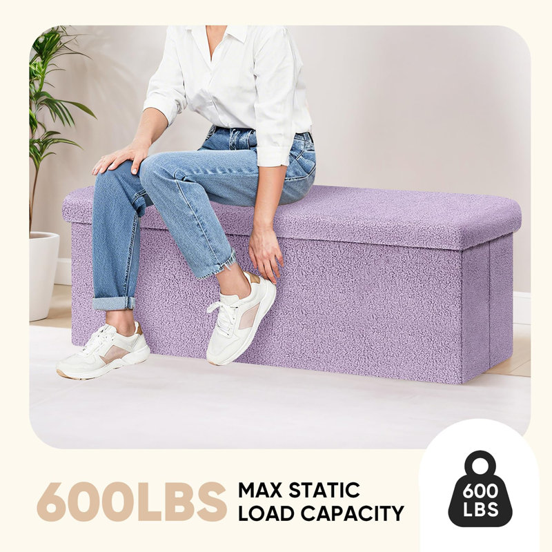 Banc de rangement avec repose-pieds, Mauve