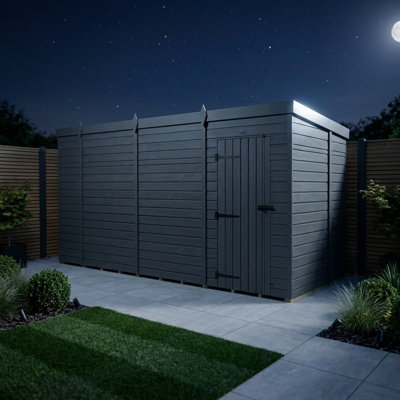Total Sheds 14ft x 7ft Composite Pent Garden Shed - Single Door - No Windows - EPDM Rubber Roof - UK Manufactured