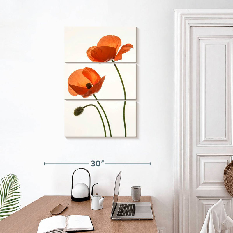 Orange Poppy Flowers, 32" H x 20" W