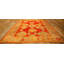 1890s Red Ground Geometric Knotted Wool Antique Oushak Turkish Decorative Rug Round 13'0"