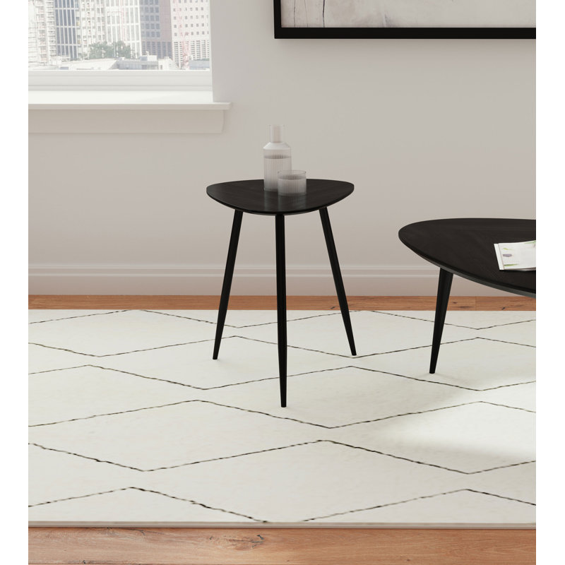 Matviey Triangular Solid Wood End Table Black