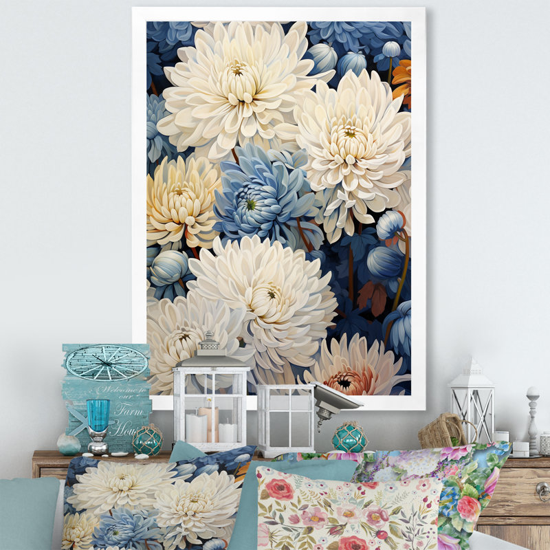Minimalisme mamans en beige et bleu pâle sur toile, Cadre simple blanc, H 40 po x l 30 po x P 1,5 po