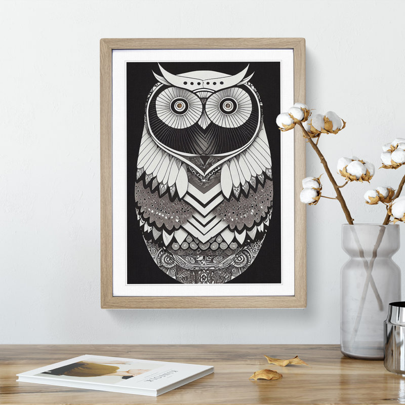 Otherworldly Owl - Framed Print, 34cm H x 25cm W x 2cm D, Oak