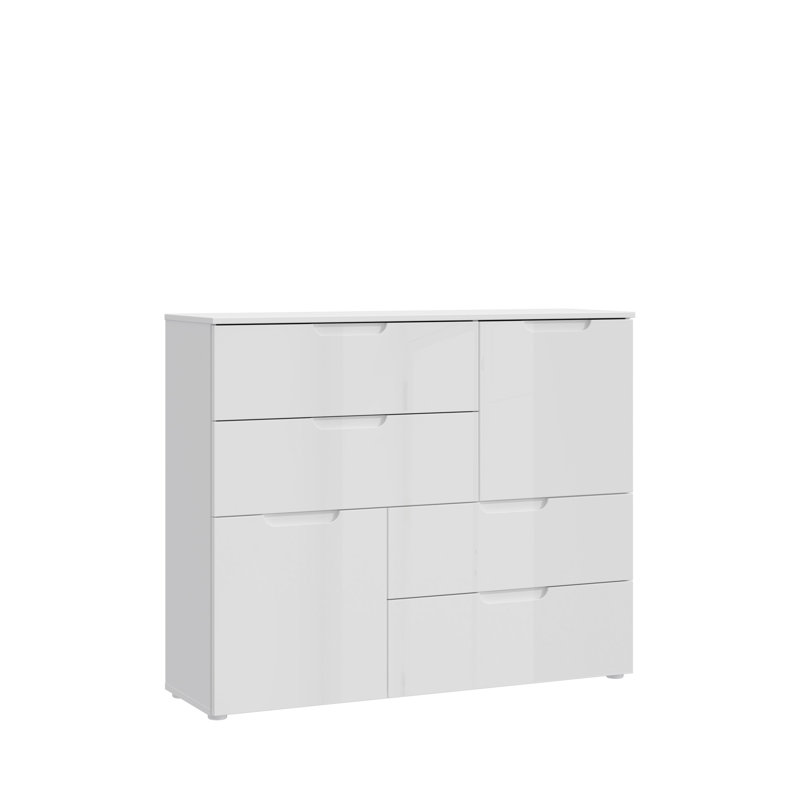 Raiana 2 Door 4 Drawer Abstract Small White Gloss Sideboard