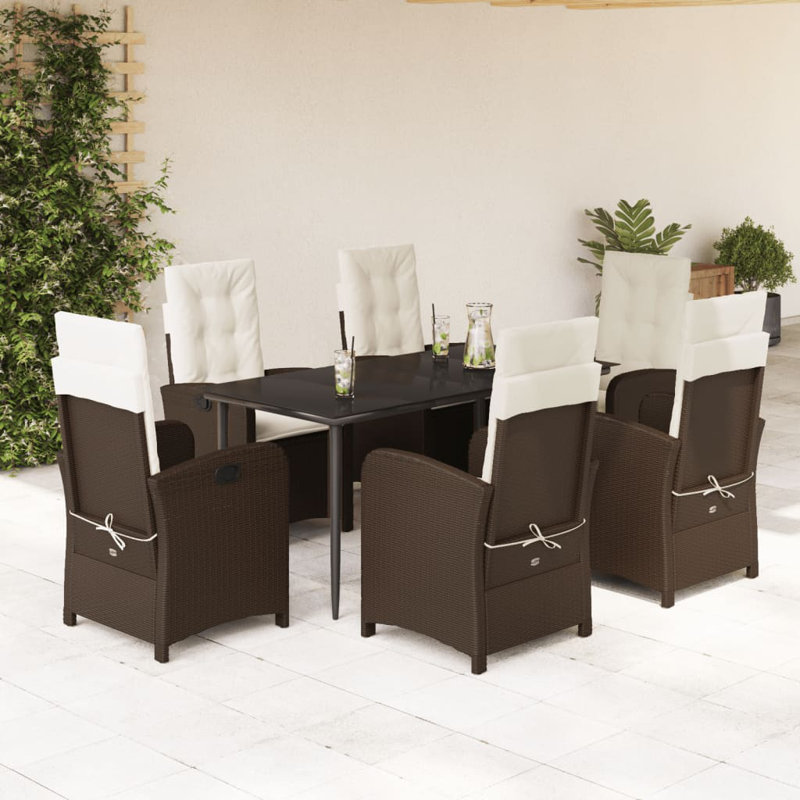 Table de salle à manger rectangulaire Vidaxl, Brown, Beige, 6