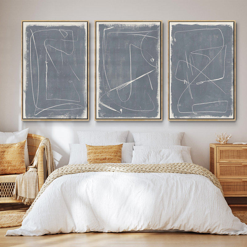 " Kinetic Imprint I " 3 - Pieces, Natural Wood, 40" H x 78" W