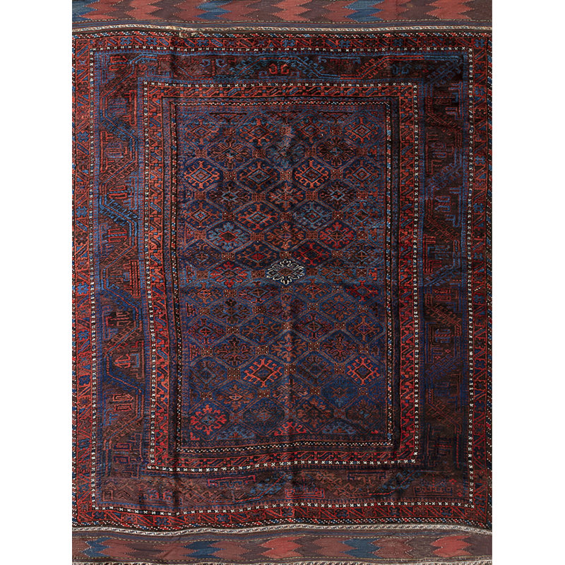 Tribal Geometric Antique Afghan Baluch Late 19th Century Rug