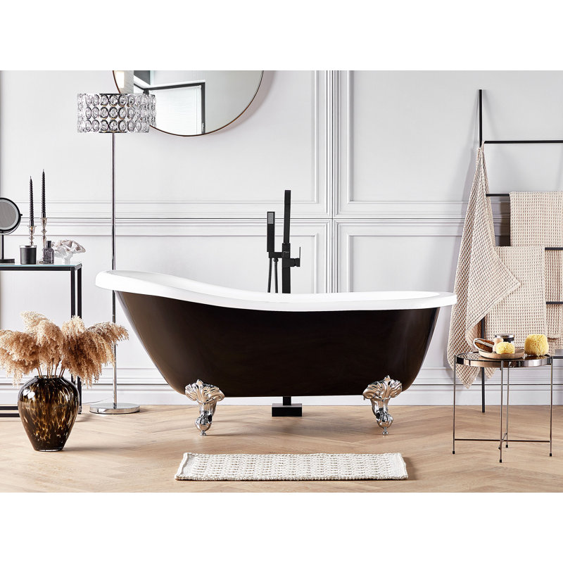 Holtzclaw x Soaking Acrylic Bathtub, 78cm H x 170cm W x 80cm D, Black/Silver