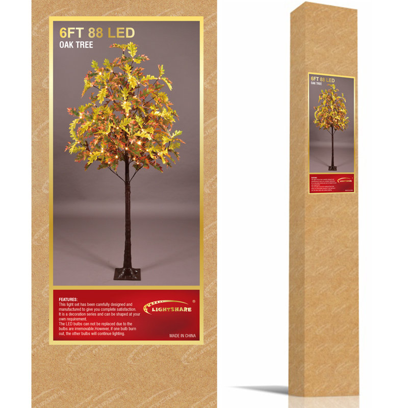 6 ft. Warm White LED Lighted Oak Tree for Indoor/Outdoor Decor