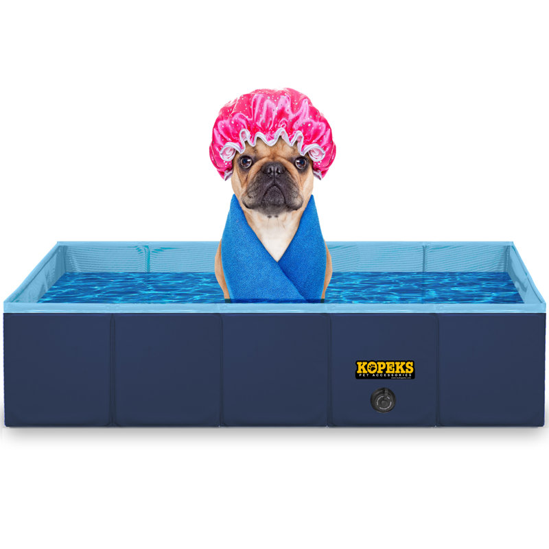 Plastic Foldable Dog Pool, 24" H x 37" W x 10" D, Gray