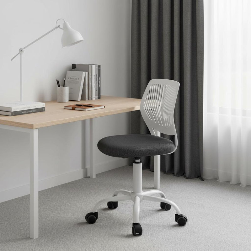 Chaise de bureau pivotante à hauteur ajustable grise et blanche