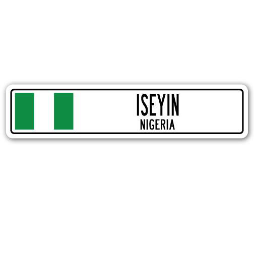 Plaque de rue en aluminium Iseyin, H 7 po x l 30 po x P 1 po