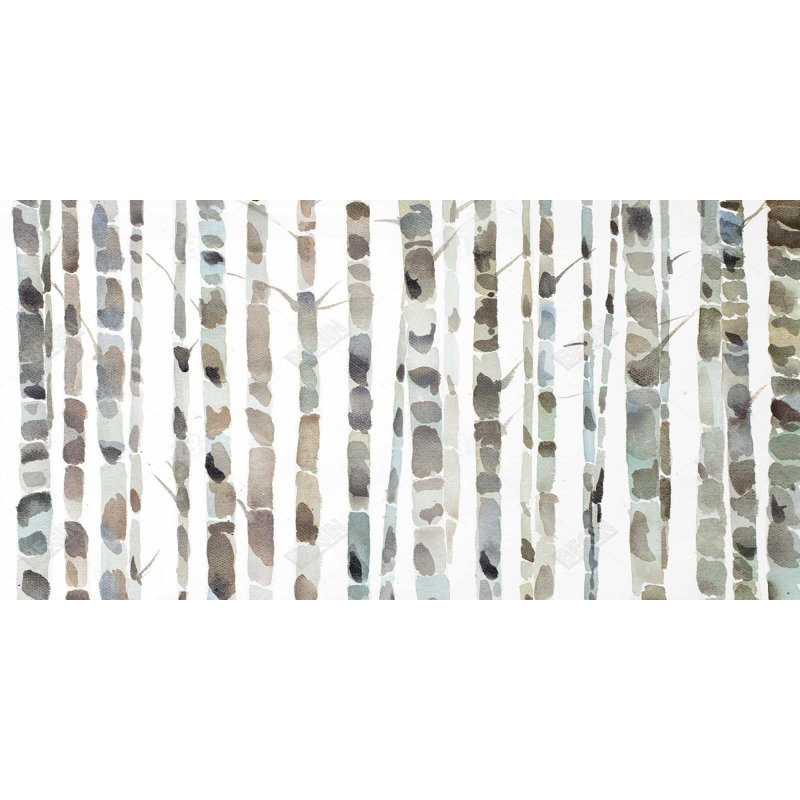 Aquarelle forêt de bouleaux - toile brune décorative