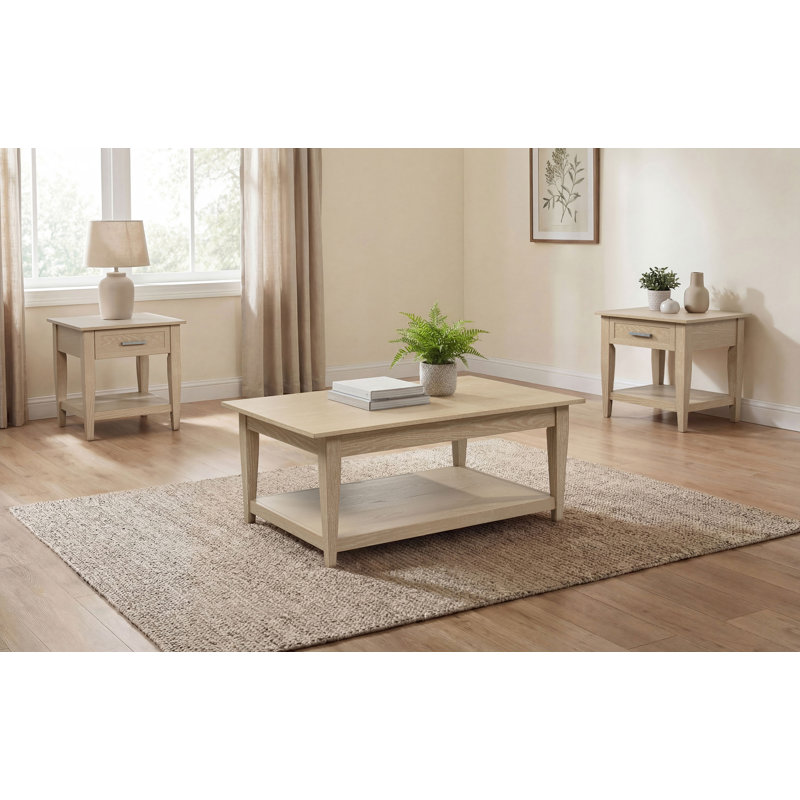 Ensemble de 3 tables basses et tables de bout Willadine, Beige, 3 pièces: table basse, 2 tables de bout