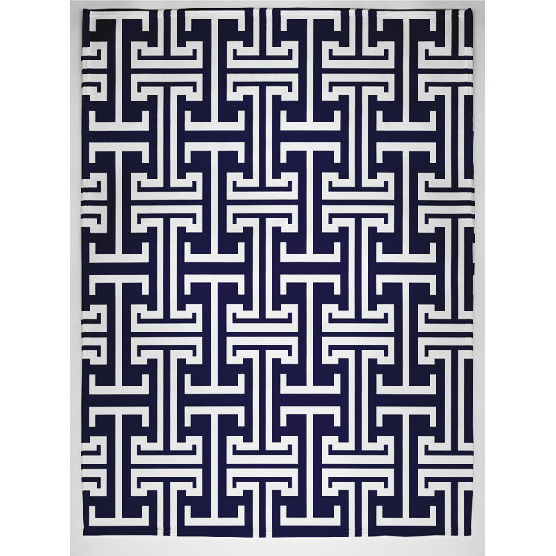 Greeko Throw Blanket, Spring Navy, 60" L x 50" W x 0.5" D