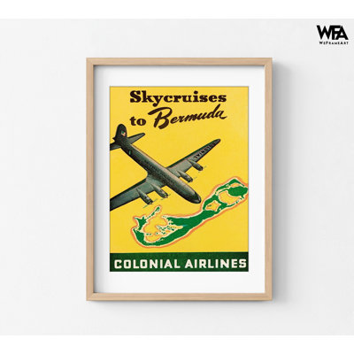 Skycruises To Bermuda By Retrotravel, Retro Airport Artwork Decor, Plane Wall Art, Private Jet Fan Gift Idea, Classic Bermuda Poster